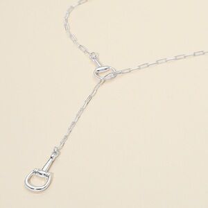 Horsebit Link Sliding Accent Paperclip Chain Necklace
